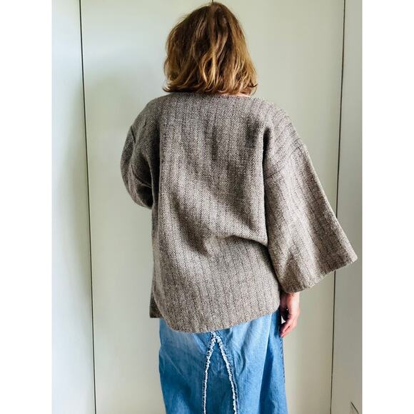 Handmade Wool Pullover Top Beachy Minimalist Hippie Boho Unisec Style Size L - Picture 7 of 11